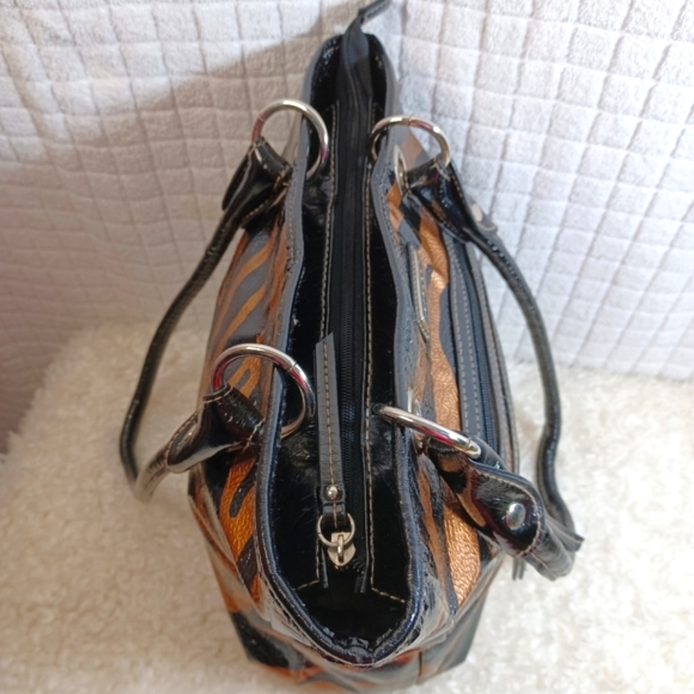 Strata Glossy Animal Print Tote Purse - Picture 5 of 12
